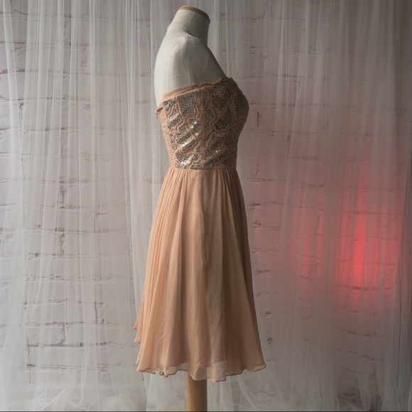 REBECCA TAYLOR Strapless Nude/Dusty Rose Color Mini Dress Women Size 2 - Picture 3 of 15